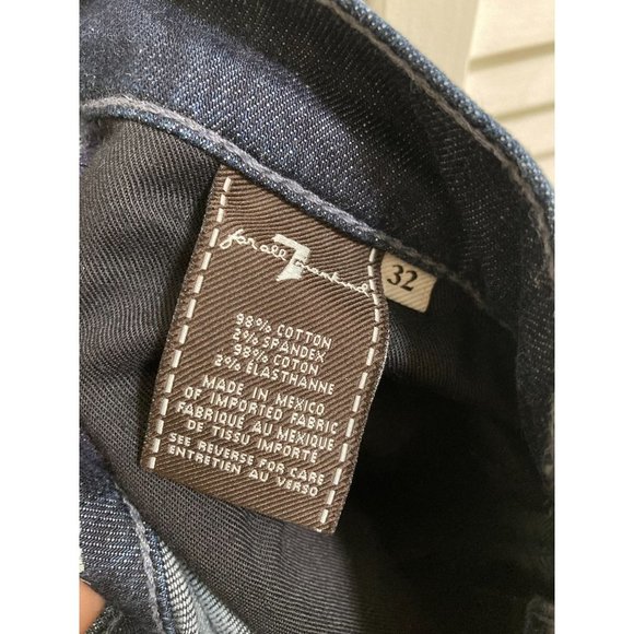 7 For All Mankind Standard Straight Leg Stretch Blue Jeans Button Fly Size 32 - Picture 6 of 6